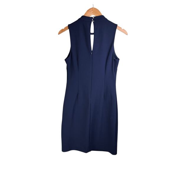 Guess NWT Navy Crepe Fabric Orange & White Bead Embellished Choker Sheath Dress - Picture 9 of 13